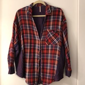 Free People Oversized Plaid Button-Down